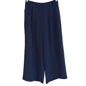 Whistles Navy Blue Pleated Wide Leg Culotte Trousers Size US 2 Dress Work Pants